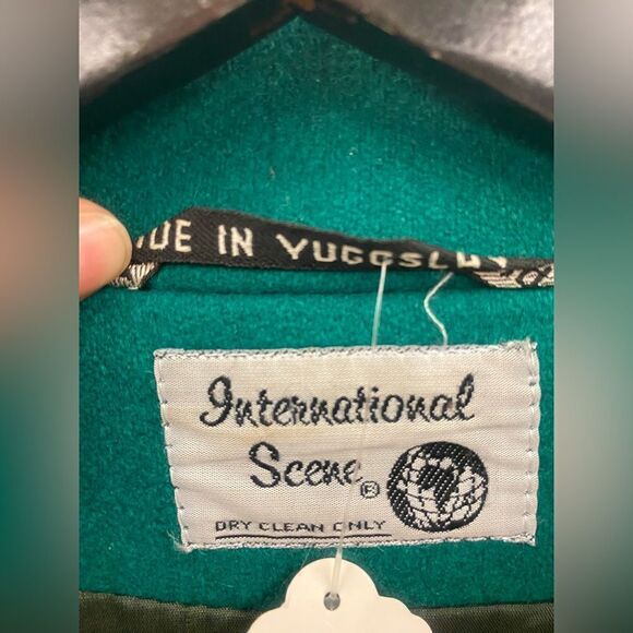 International Scene Sz. 12 Green Wool Coat - Picture 2 of 3